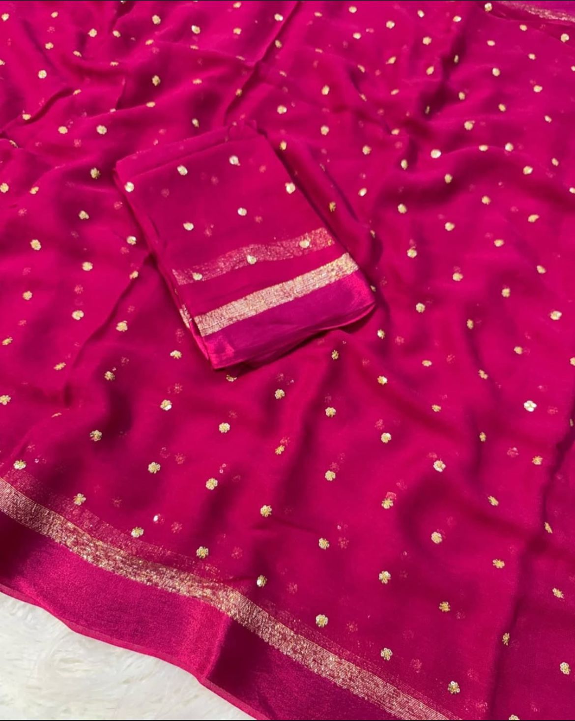 pure georgette with satin border
