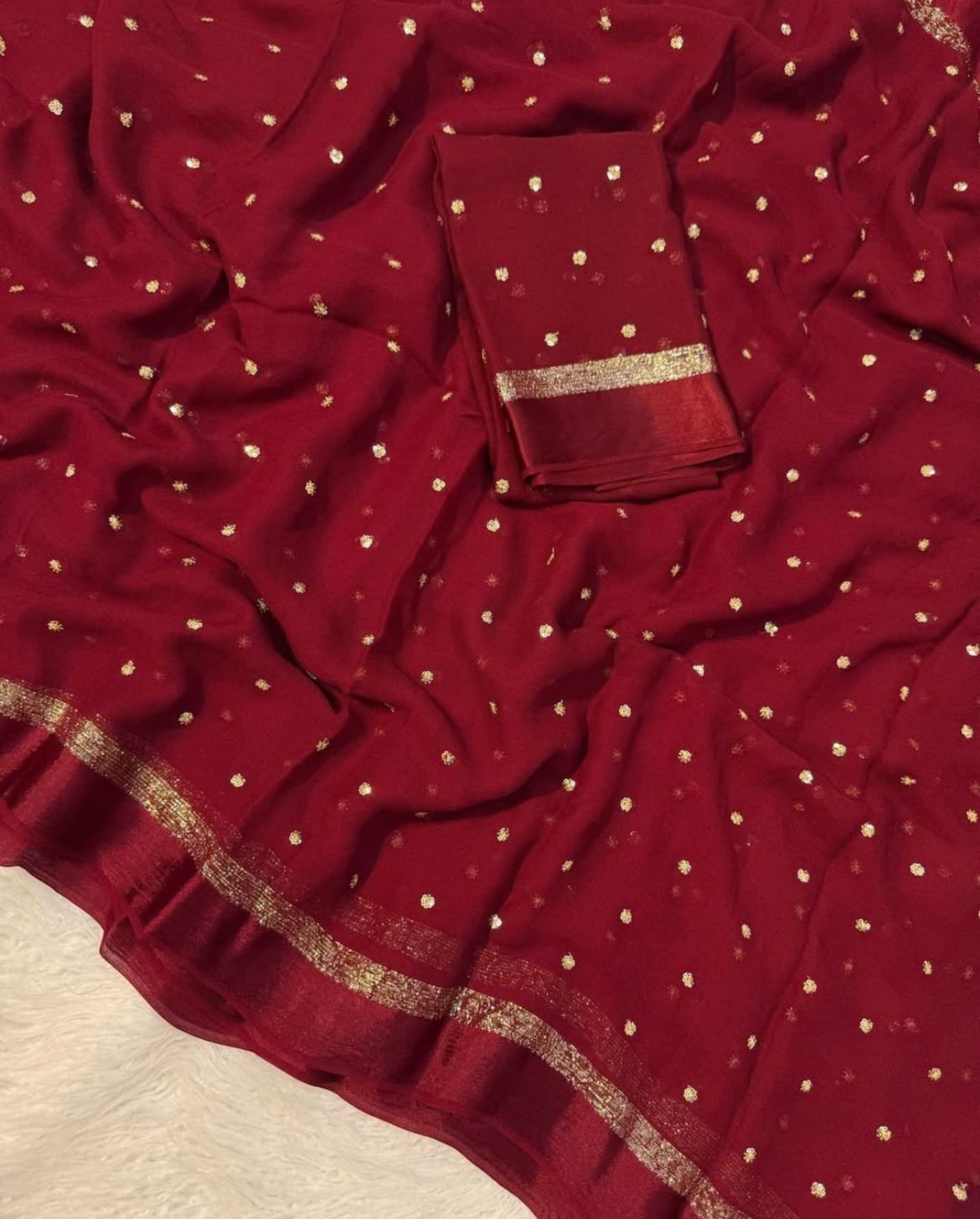 pure georgette with satin border