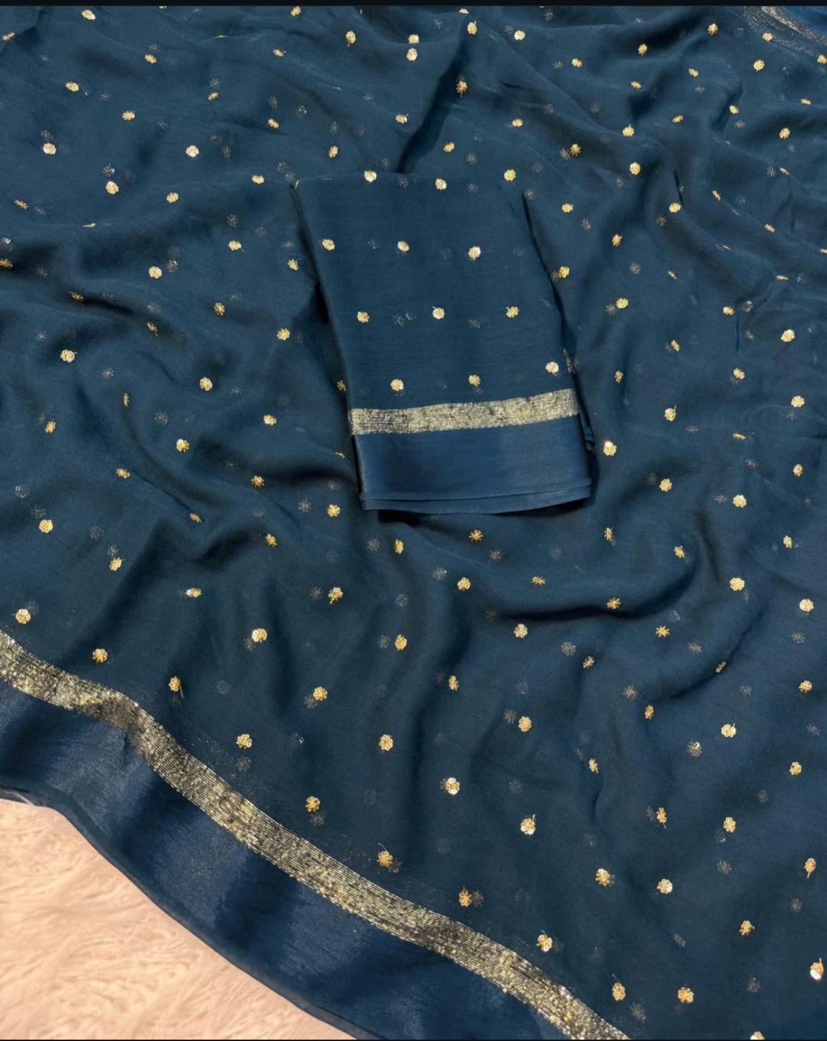 pure georgette with satin border