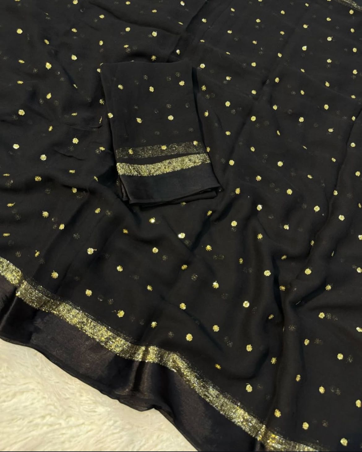 pure georgette with satin border
