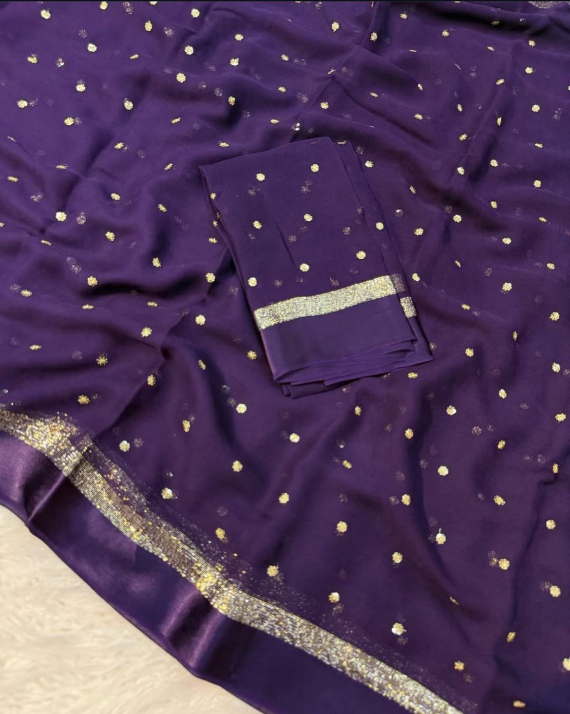 pure georgette with satin border
