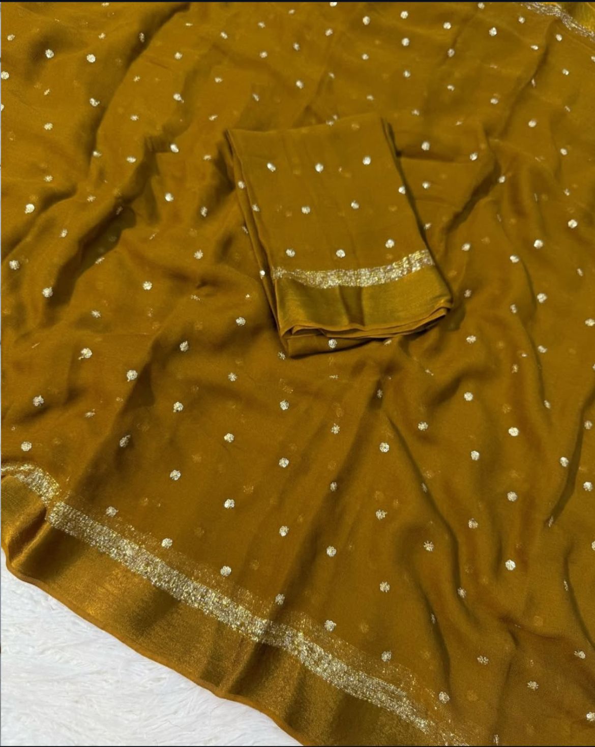pure georgette with satin border