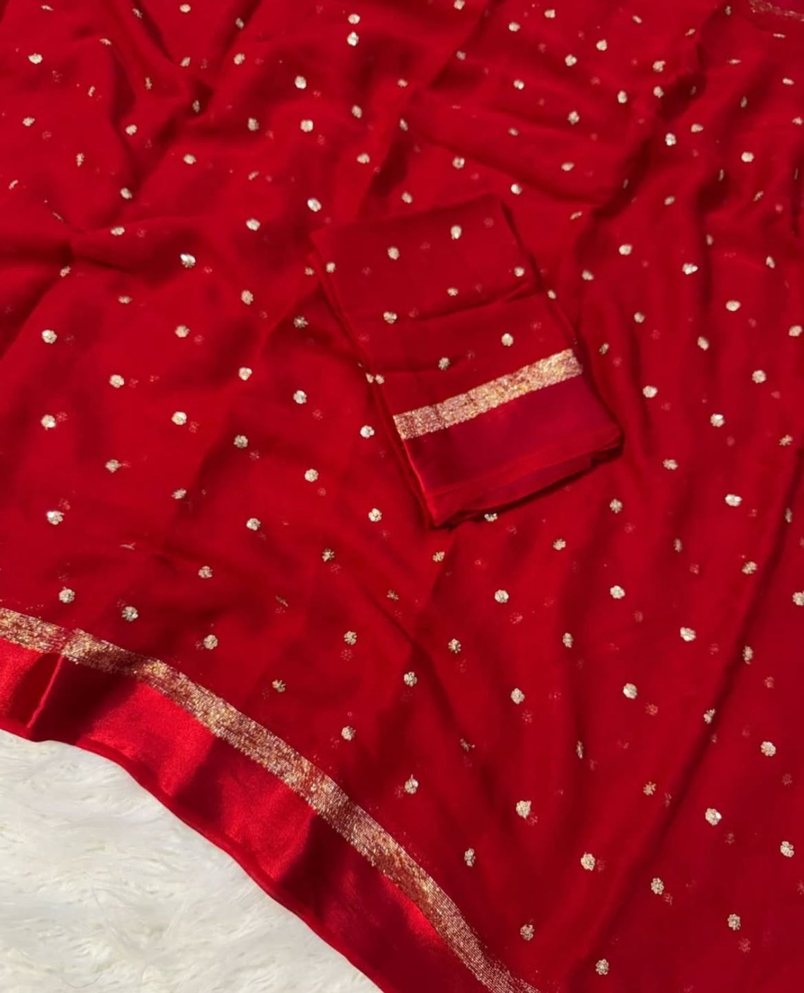pure georgette with satin border