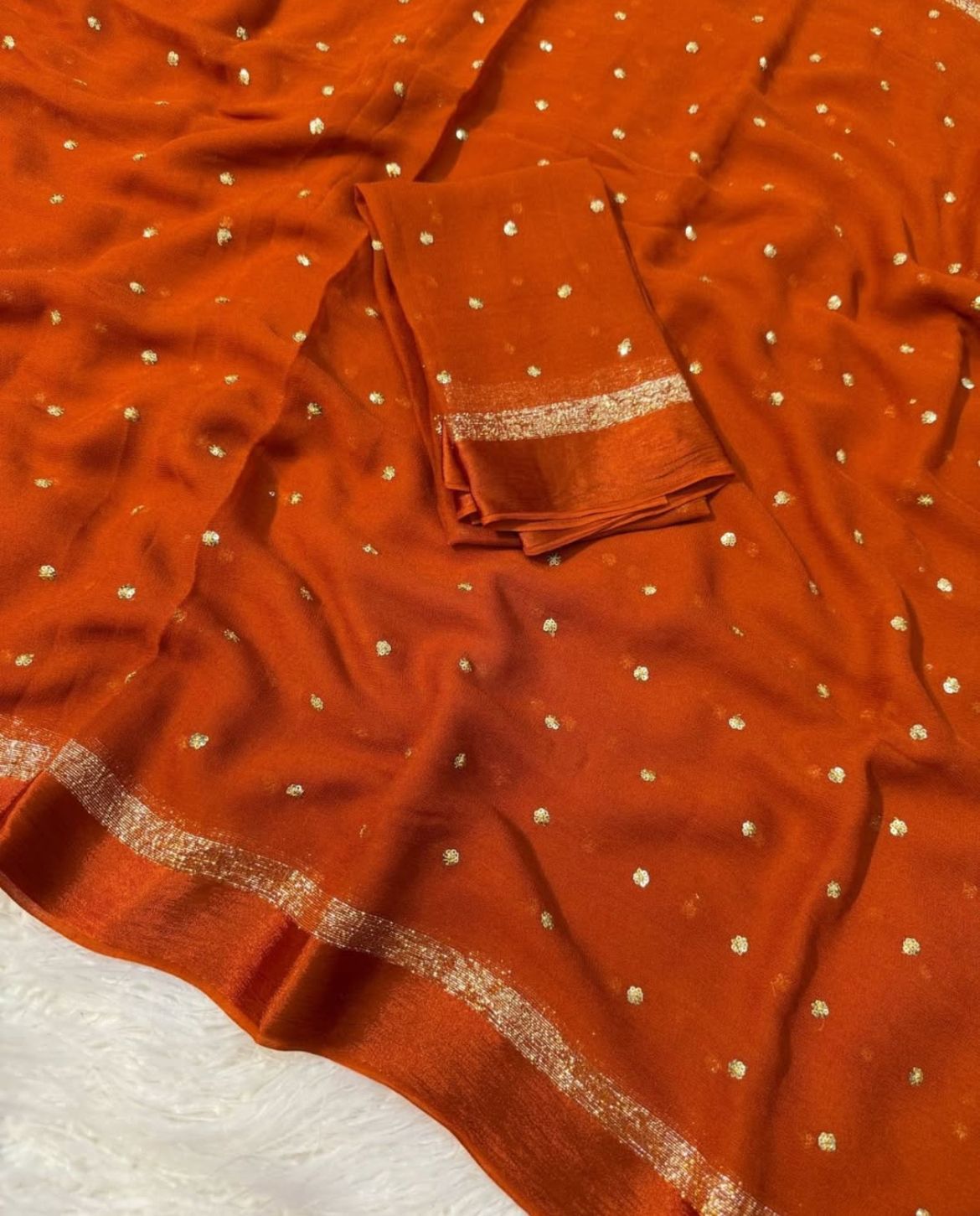 pure georgette with satin border