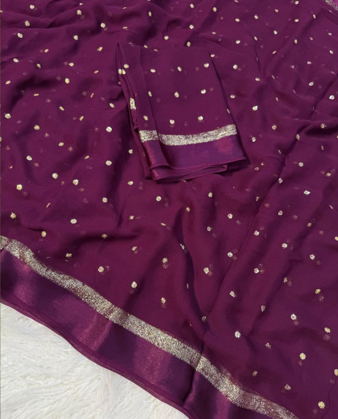 pure georgette with satin border